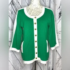 Linea by Louis Dell Olio Kelly Green Button Cardigan Vintage Size M